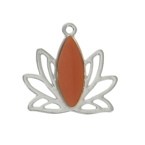 Pendenti in ottone e resina epossidica 15x16 mm Argento / Terracotta x4