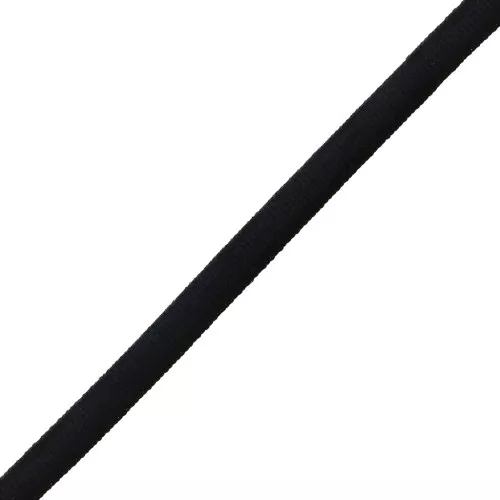 Cordone spaghetti elastico tinta unita 5 mm - Nero x 1 m