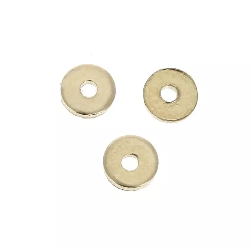 Dischi piatti forati lisci stile Heishi 4mm Gold filledi x6