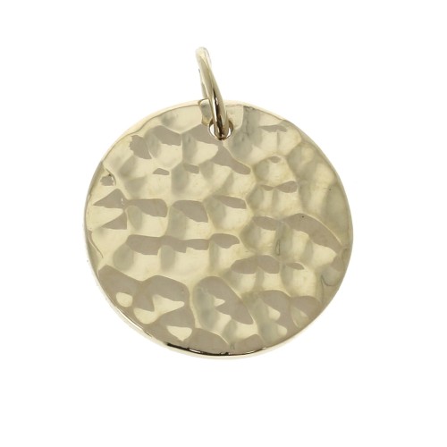 Ciondolo battuto 15 mm con anellino chiuso - Placcato oro 3 microns x1