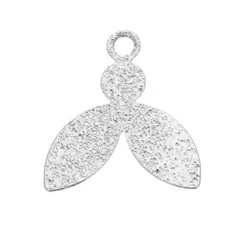 Ciondoli in ottone battuto foglie 15x14 mm per bijoux DIY - Argentato x4