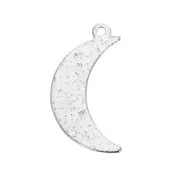 Ciondolo luna acciaio battuto 17x9 mm per bijoux DIY - Argentato x1