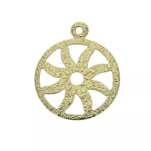 Pendentifs roues ajourées martelés en laiton 18x15 mm - Dorato x4