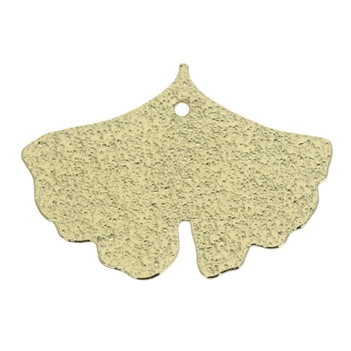 Ciondoli foglie di Ginko ottone battuto 15x20mm - Dorato x2