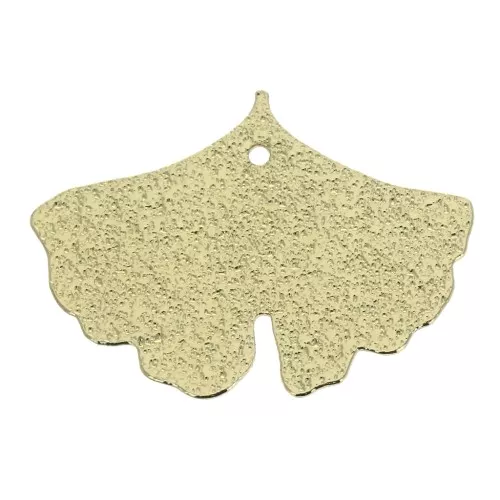 Ciondoli foglie di Ginko ottone battuto 15x20mm - Dorato x2
