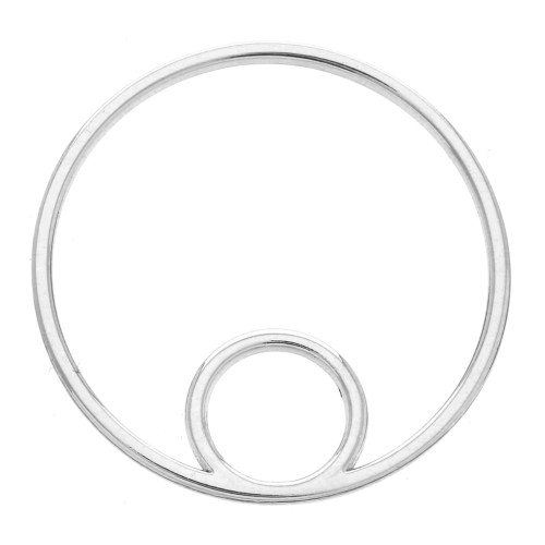 Pendente doppio cerchio 32 mm per la creazione di bijoux DIY - Argentato x1