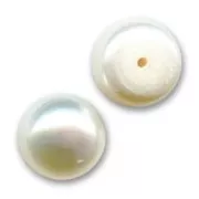 Cabochon semi-forati 6,5 mm - Perle d'acqua dolce bianche iridescenti x2