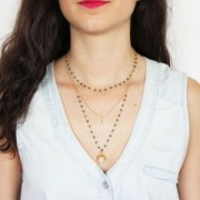 Catena con perline sfaccettate in vetro 2.95 mm Argento/Red Coral x1m