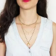 Catena con perline sfaccettate in vetro 2.95 mm Argento/Red Coral x1m