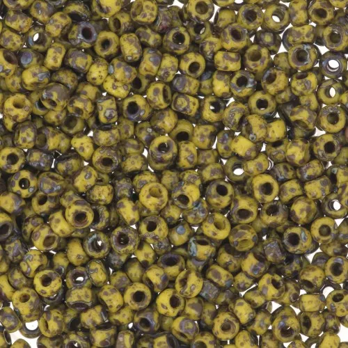 Rocaille Miyuki 11/0 4519 - Opaque Dark Yellow Picasso x8g
