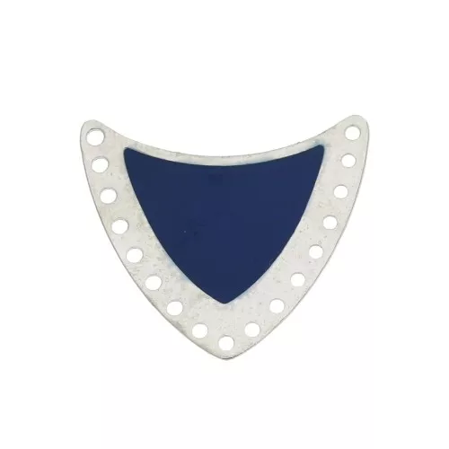 Distanziatore scudo multiforo ottone & resina eposs. 25x27mm Argento/Blu notte x1