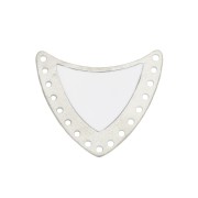 Distanziatore scudo multiforo ottone & resina eposs. 25x27mm Argento/Bianco x1|raw }}