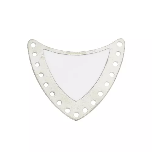 Distanziatore scudo multiforo ottone & resina eposs. 25x27mm Argento/Bianco x1