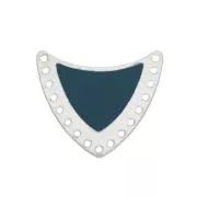 Distanziatore scudo multiforo ottone & resina eposs. 25x27mm Argento/Petrolio