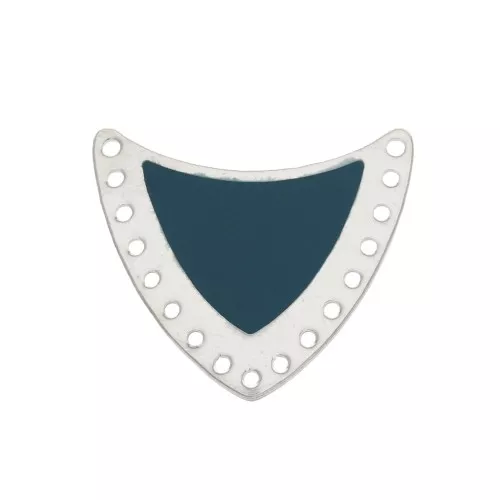 Distanziatore scudo multiforo ottone & resina eposs. 25x27mm Argento/Petrolio