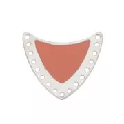 Distanziatore scudo multiforo ottone & resina eposs. 25x27mm Argento/Rosa