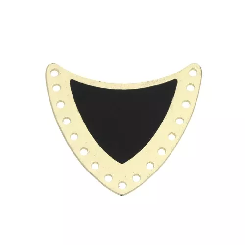 Distanziatore scudo multiforo ottone & resina eposs 25x27mm Dorato/Nero x1