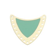 Distanziatore scudo multiforo ottone & resina eposs.  25x27mm Dorato/Mint x1