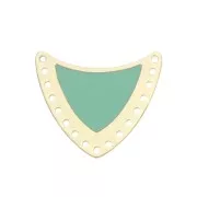 Distanziatore scudo multiforo ottone & resina eposs. 25x27mm Dorato/Mint x1