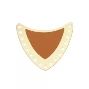 Distanziatore scudo multiforo ottone & resina eposs.  25x27mm Dorato/Senapex1