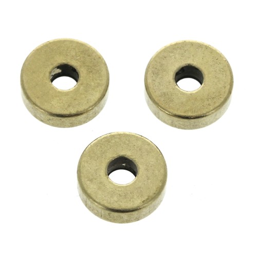 Dischi piatti forati lisci in ottone stile Heishi  6x2 mm - Gold bronze x15