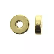 Dischi piatti forati lisci in ottone stile Heishi 6x2 mm - Dorato con oro fino x15