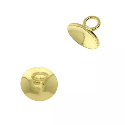 Coppetta liscia - attacco pendente con un anellino saldato 8 mm Dorato con oro x1