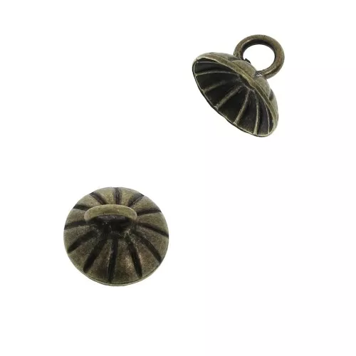 Coppetta striata - attacco pendente con un anellino saldato 8 mm Bronzo x1