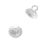 Coppetta striata - attacco pendente con un anellino saldato 8 mm Agento x1