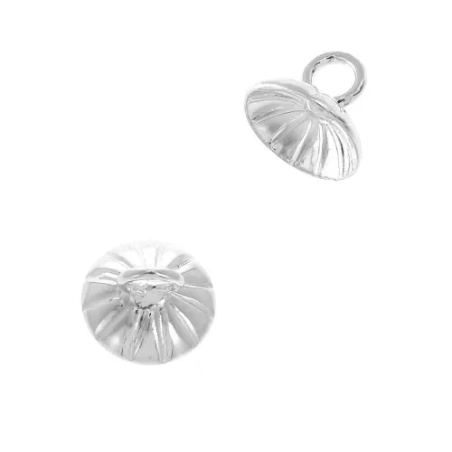 Coppetta striata - attacco pendente con un anellino saldato 8 mm Agento x1