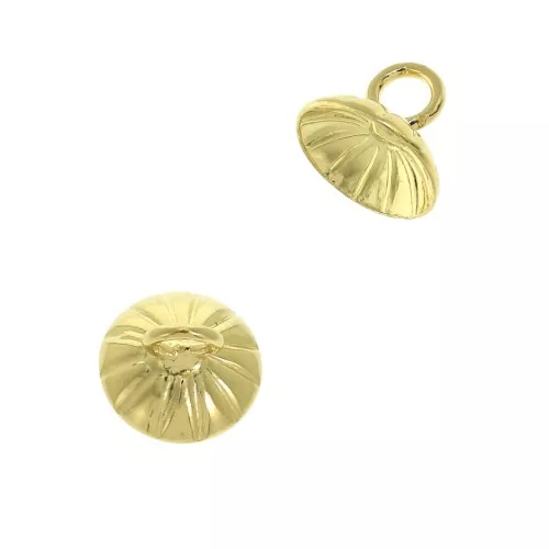 Coppetta striata - attacco pendente con un anellino saldato 8 mm Dorato con oro finox1