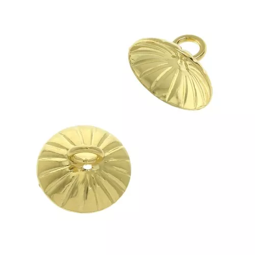 Coppetta striata - attacco pendente con un anellino saldato 8 mm Dorato con oro finox1