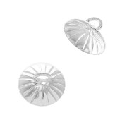 Coppetta striata - attacco pendente con un anellino saldato 8 mm Argentato x1|raw }}