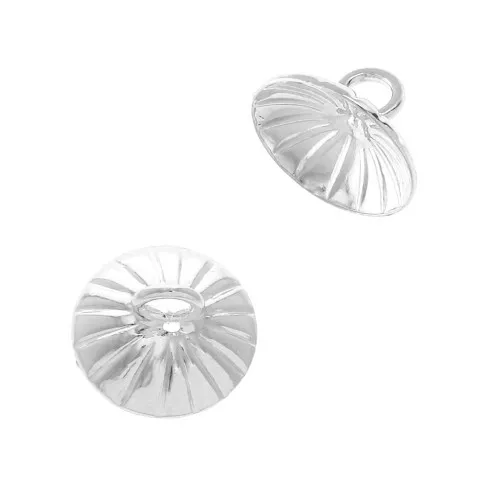 Coppetta striata - attacco pendente con un anellino saldato 8 mm Argentato x1