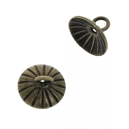 Coppetta striata - attacco pendente- con anellino saldato 10 mm Bronzo x1