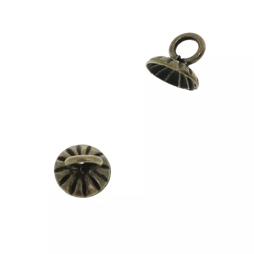 Coppetta striata - attacco pendente con un anellino saldato 6 mm Bronzo x1