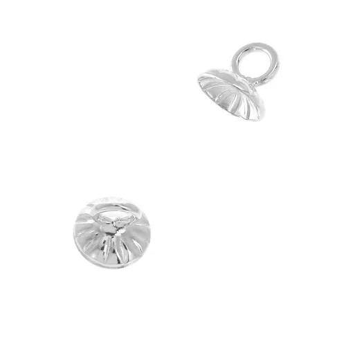 Coppetta striata - attacco pendente con un anellino saldato 6 mm Argentato x1