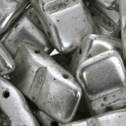 Perline in vetro di Boemia Carrier Bead Groove2 fori 9 x 17 mm Argento patinato 10