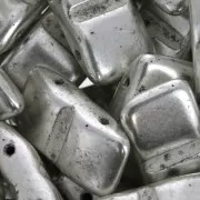 Perline in vetro di Boemia Carrier Bead Groove2 fori 9 x 17 mm Argento patinato 10