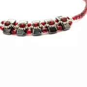 Perline in vetro di Boemia Carrier Bead Groove2 fori 9x17 mm Opaque Luster Rose x