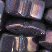 Perline in vetro di Boemia Carrier Bead Groove2 fori 9x17 mm Op White Luster Iris|raw }}