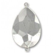 Castone da incollare 4327 pera mm. 30x20 rodio 2 anellini