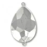 Castone da incollare 4327 pera mm. 30x20 rodio 2 anellini