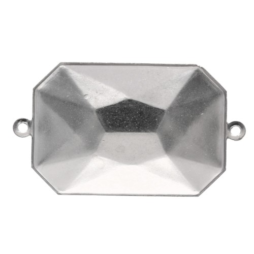 Castone da incollare 4627 mm. 27x18,5 rodio 2 anellini