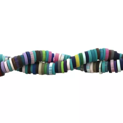 Perle rondelle in pasta polimerica Heishi 5x1 mm Multicolore Blu/Viola x39 cm