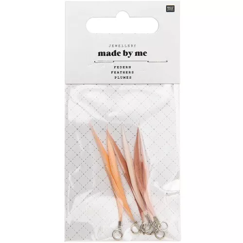 Assortimento di 6 piume 5 cm per decorazione e hobbistica - Rosa cipria