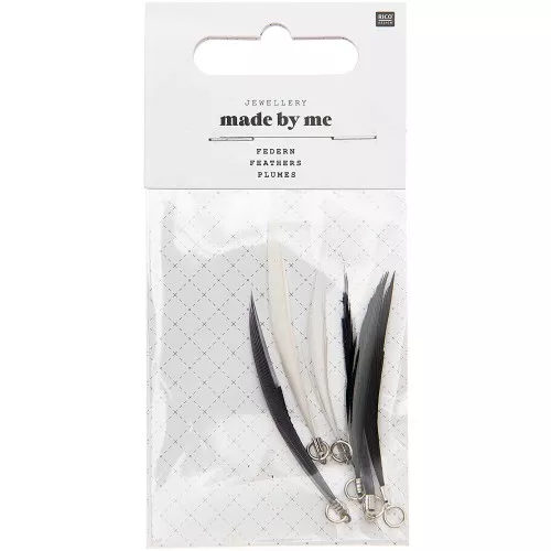 Assortimento di piume 5cm per la decorazione & l'hobbistica - Bianco e nero