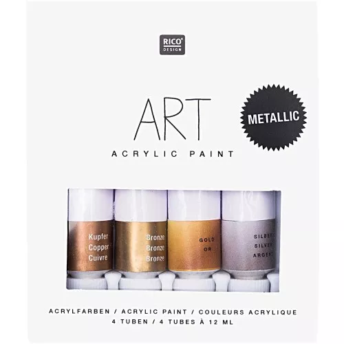 Set di 4 pitture acriliche di 12 ml - Art di Rico Design - Metallic x1
