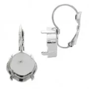 Orecchini con ganci chiusi castone cabochon 4470 mm. 12 rodio x2