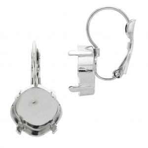 Orecchini con ganci chiusi castone cabochon 4470 mm. 12 rodio x2